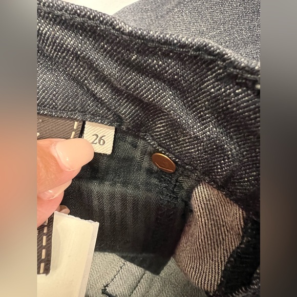 7 For All Mankind NWT Straight Leg Black Studded Jeans Size 26 - Picture 7 of 14